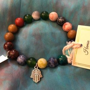 Beautiful agate & hamza charm bracelet